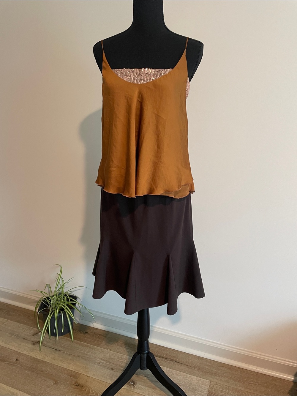 INC International Concepts Brown Flared Midi Skirt - Classic Women's Skirt Sz 4
